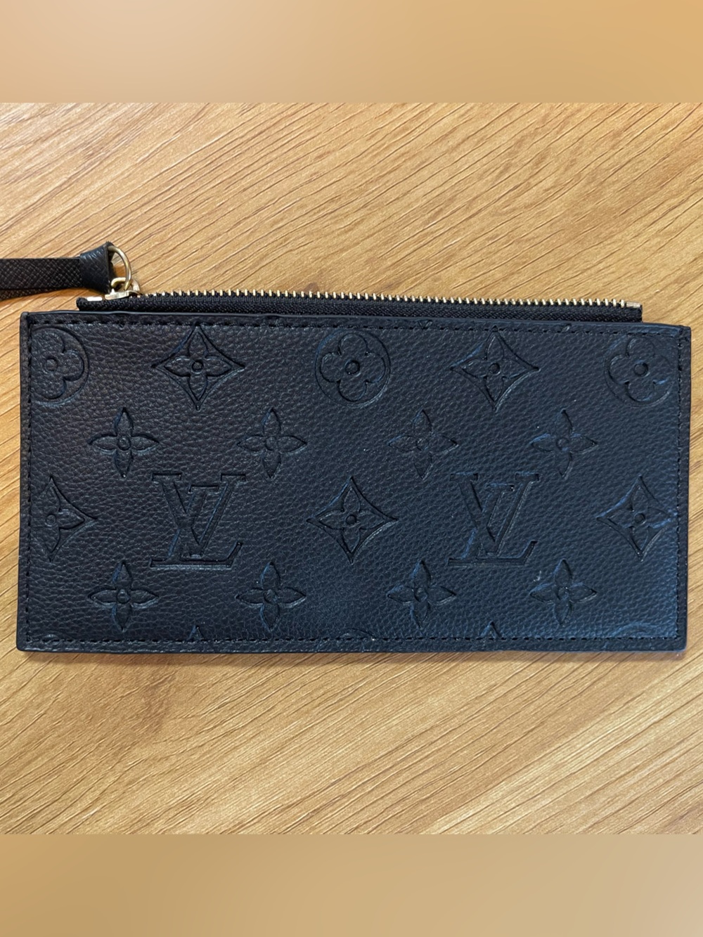 Louis Vuitton Black Embossed Monogram Zip Insert Wallet
